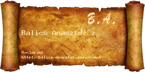 Balics Anasztáz névjegykártya